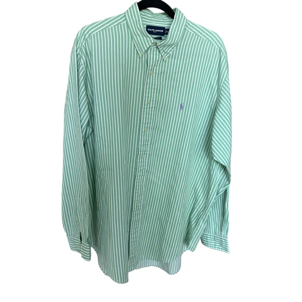Ralph Lauren Golf Men’s XL Shirt Button Down Classic Fit Striped Green White